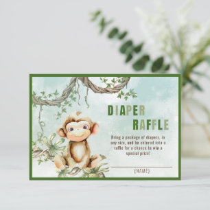 Monkey Baby Shower Diaper Raffle Enclosure Card