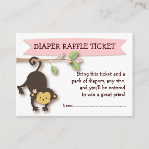 Monkey Baby Shower Diaper Raffle Ticket Insert