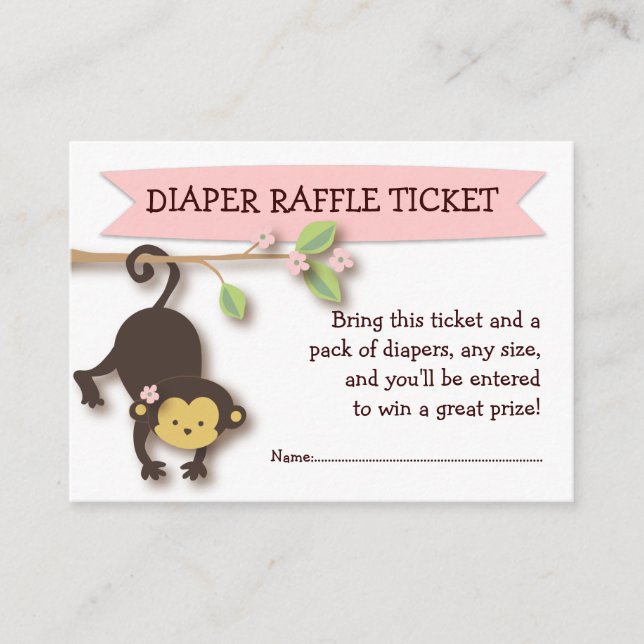 Monkey Baby Shower Diaper Raffle Ticket Insert (Front)