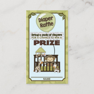Monkey Baby Shower DIAPER RAFFLE TICKETS CA-Blue Enclosure Card