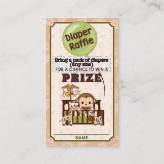 Monkey Baby Shower DIAPER RAFFLE TICKETS Nali NJM Enclosure Card