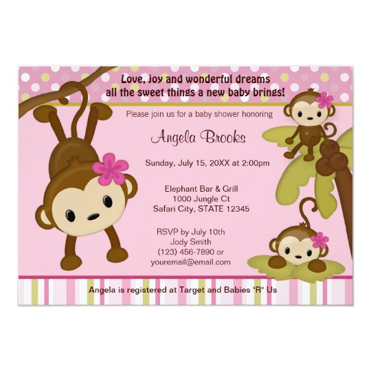 MONKEY Baby Shower Invitation 3 Little Monkeys
