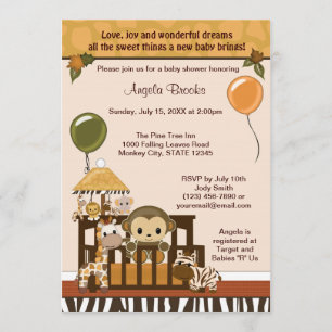 MONKEY Baby Shower Invitation Fall Jungle Safari