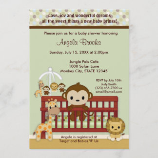 MONKEY Baby Shower Invitation Jungle Pals JPN-M