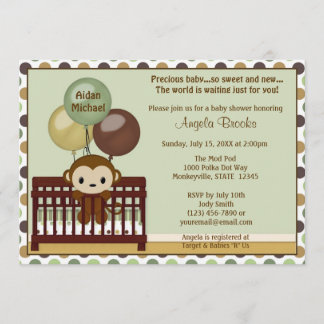 MONKEY Baby Shower invitation Mod Pod Pop Crib MPP