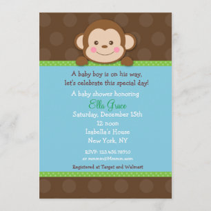 Monkey Baby Shower Invitations Boy