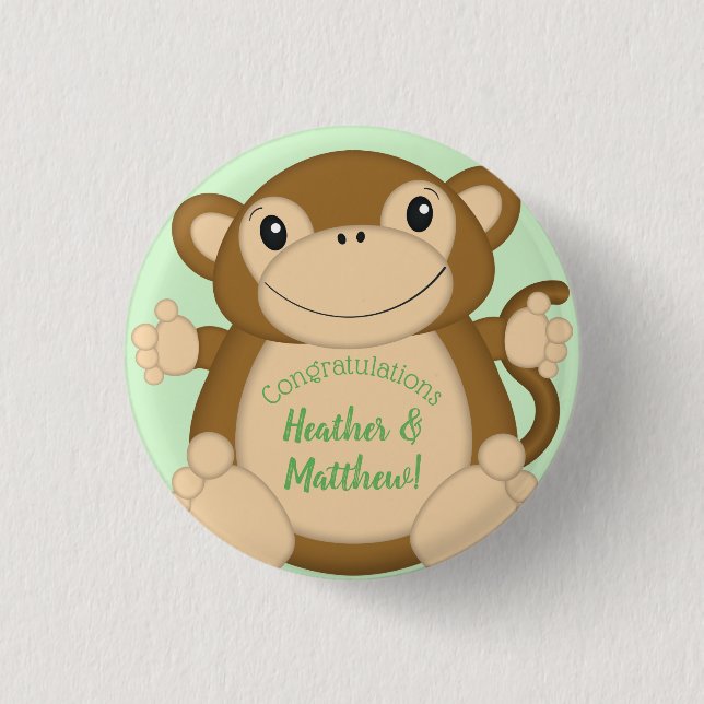 Monkey Baby Shower Jungle 3 Cm Round Badge (Front)