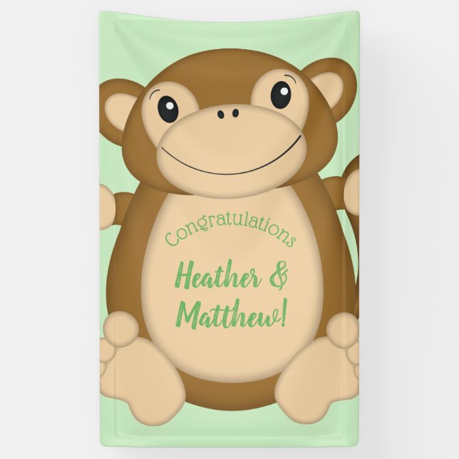 Monkey Baby Shower Jungle Banner (Vertical)