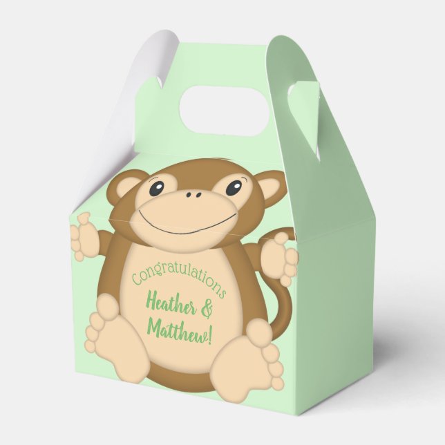 Monkey Baby Shower Jungle Favour Box (Front Side)