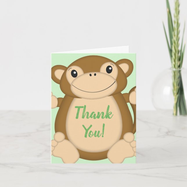 Monkey Baby Shower Jungle Thank You Card (Front)