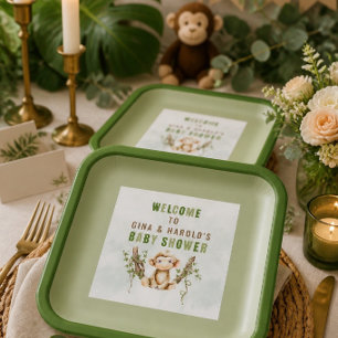 Monkey Baby Shower Personalised Paper Plates