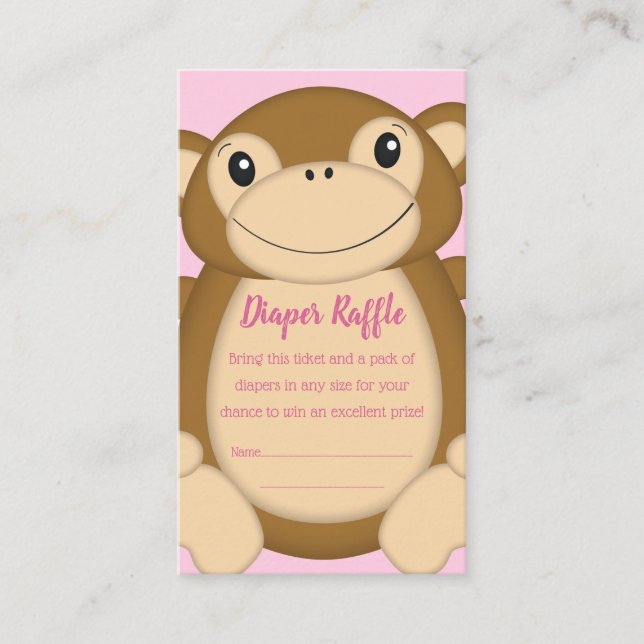 Monkey Baby Shower Pink Enclosure Card (Front)