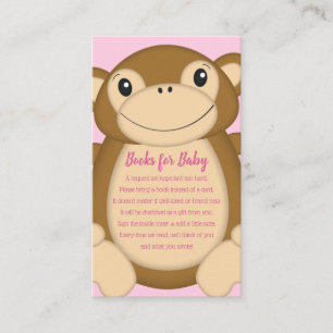 Monkey Baby Shower Pink Enclosure Card