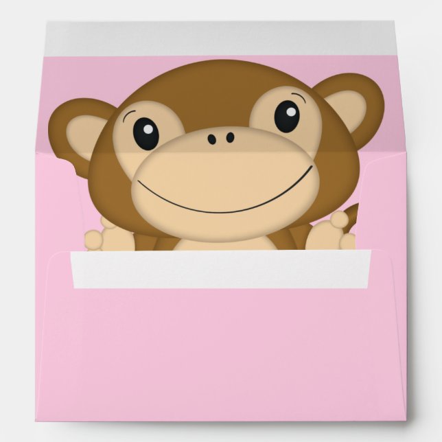 Monkey Baby Shower Pink Envelope (Back (Bottom))