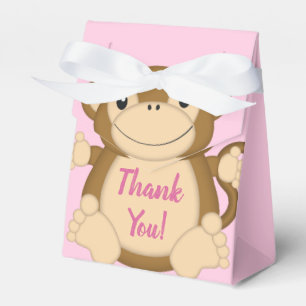 Monkey Baby Shower Pink Favour Box