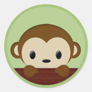 MONKEY Baby Shower Polka Dot GREEN NEUTRAL Seal