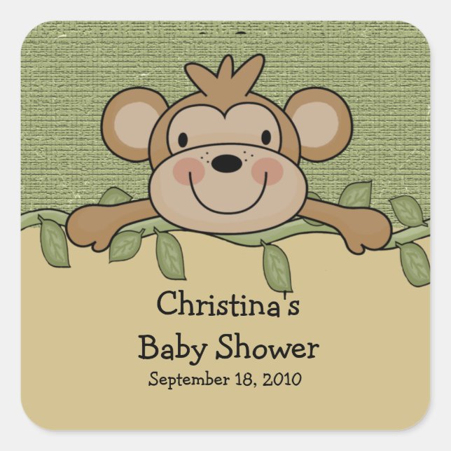 Monkey Baby Shower Square Sticker (Front)