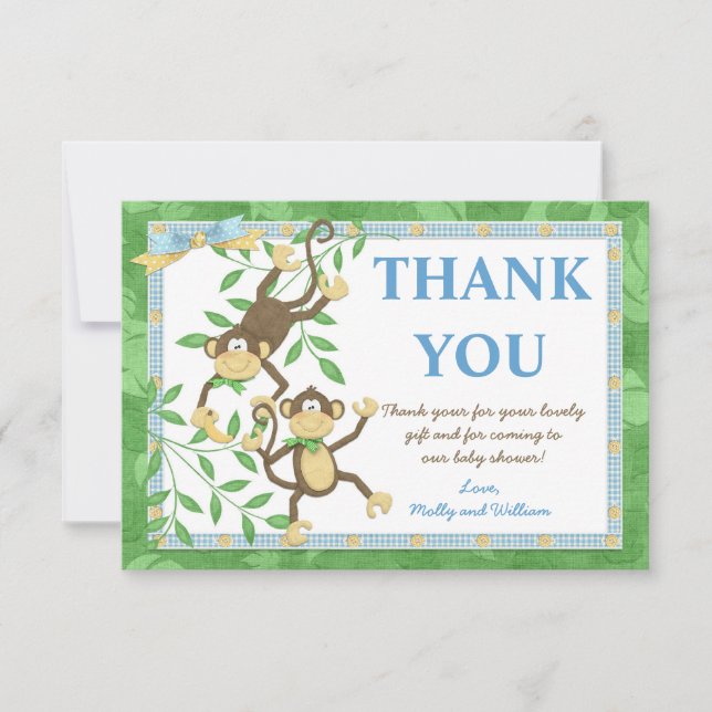 Monkey Baby Shower Thank You Card (Front)