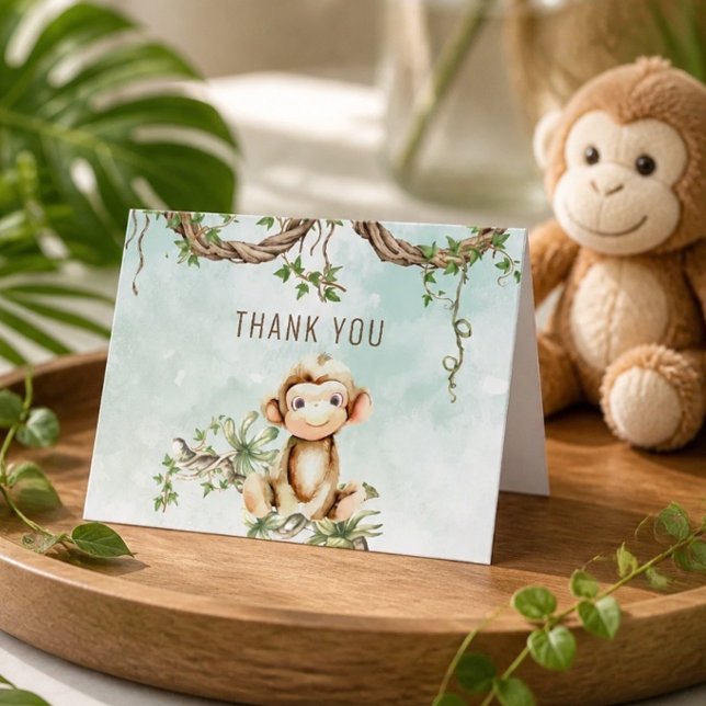 Monkey Baby Shower Thank You Note Cards (Creator Uploaded)