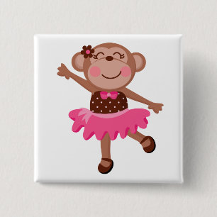 Monkey Ballerina 15 Cm Square Badge