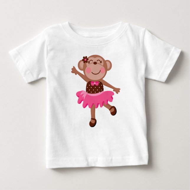Monkey Ballerina Girly Baby Tutu Bodysuit (Front)