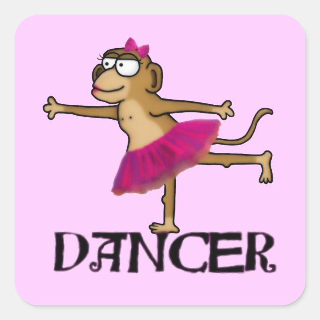Monkey Ballet Square Sticker (Front)