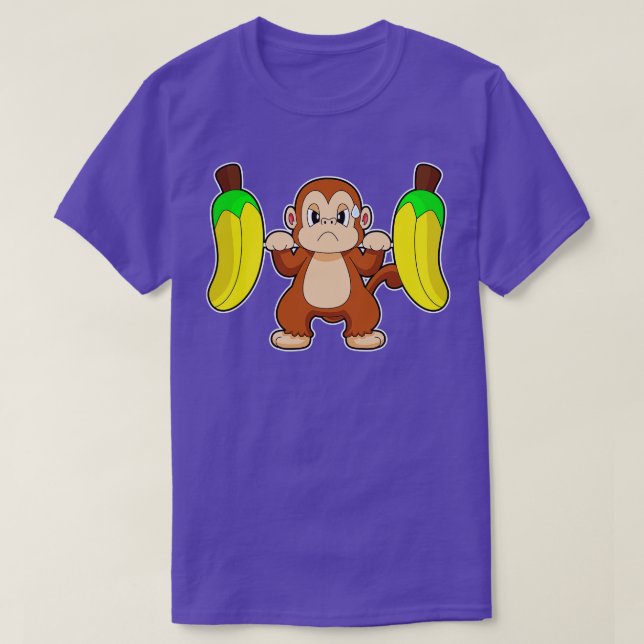 Monkey Banana Bodybuilding Dumbbell T-Shirt (Design Front)