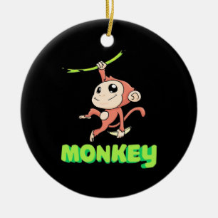 Monkey Banana Ceramic Ornament