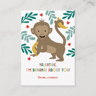 Monkey Bananas About You Classroom Valentine Card
