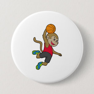 Monkey Basketball player Basketball 7.5 Cm Round Badge