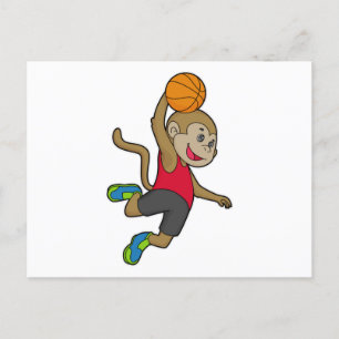 Monkey Basketball player Basketball Postcard