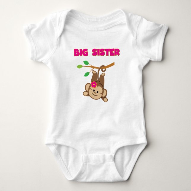 Monkey Big Sister Baby Bodysuit (Front)