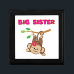 Monkey Big Sister Gift Box<br><div class="desc">A cute monkey with a pink flower swings by her tail from a branch and pink text reads "Big Sister" on big sister T-shirts,  key chains,  cards,  stickers,  tote bags,  magnets,  mousepads,  pillows,  and other big sister apparel and gifts!</div>