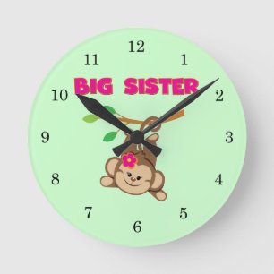 Monkey Big Sister Round Clock