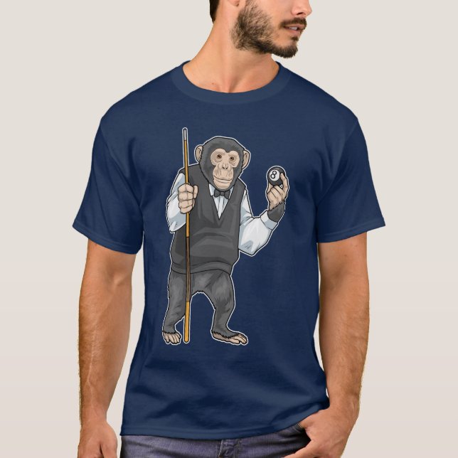 Monkey Billiards Cue Sports T-Shirt (Front)