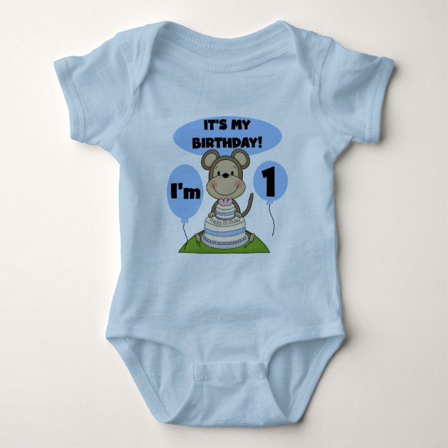 Monkey Birthday Boy 1st Baby Bodysuit (Front)