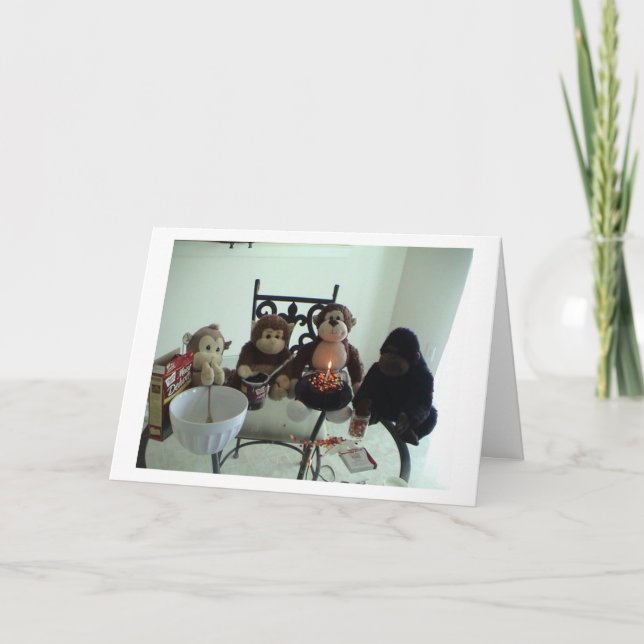 Monkey Birthday Cake Card (Front)