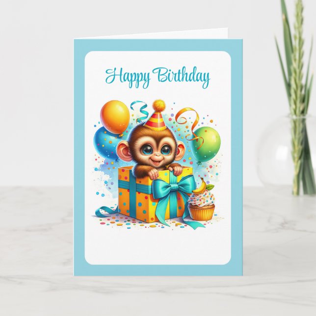 Monkey Birthday Card (Front)