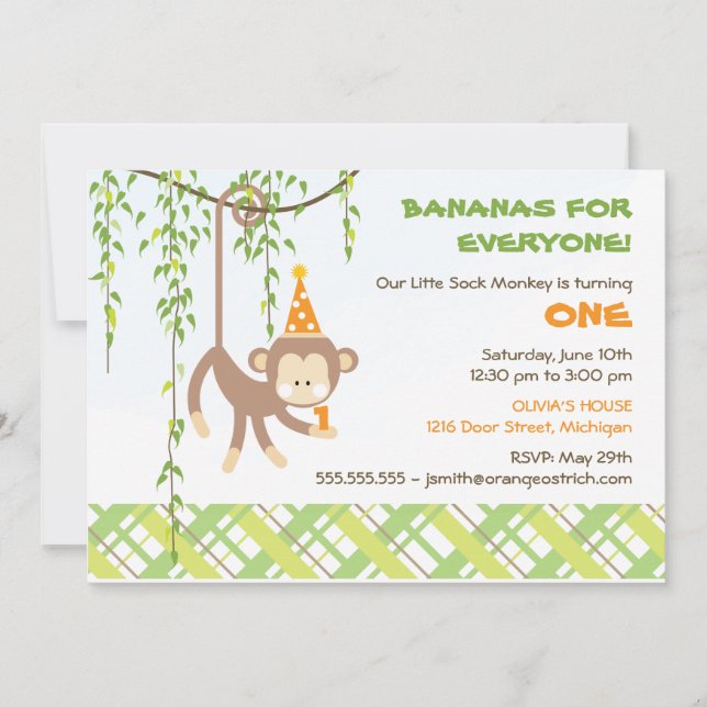 Monkey Birthday Invitation (Front)