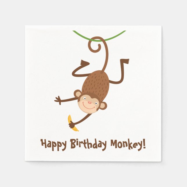 Monkey Birthday Napkins (Front)