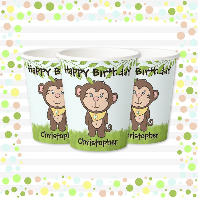 Monkey Birthday Paper Cups (Creator Uploaded)