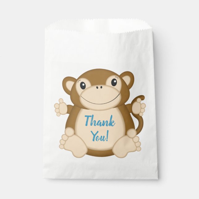 Monkey Birthday Party Blue Favour Bag (Front)