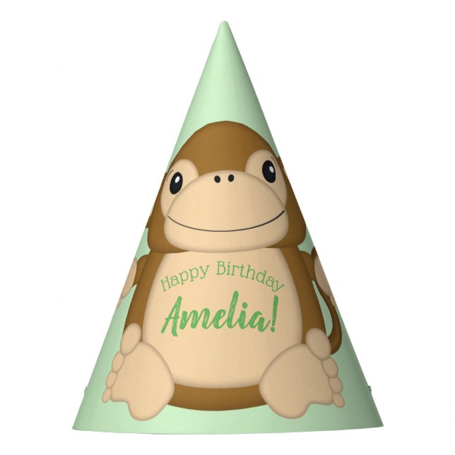 Monkey Birthday Party Green Hat (Front)