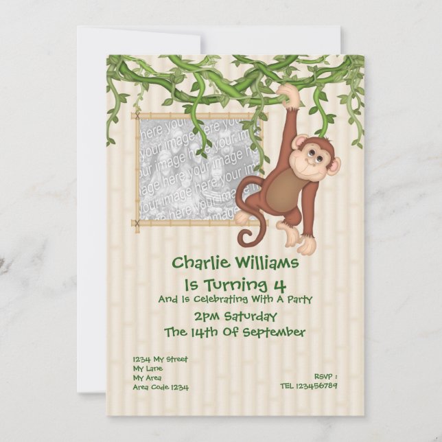 Monkey Birthday Party Invitation (Front)