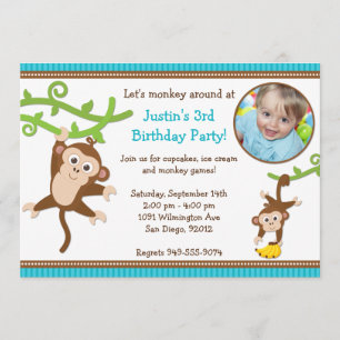 Monkey Birthday Party Invitation