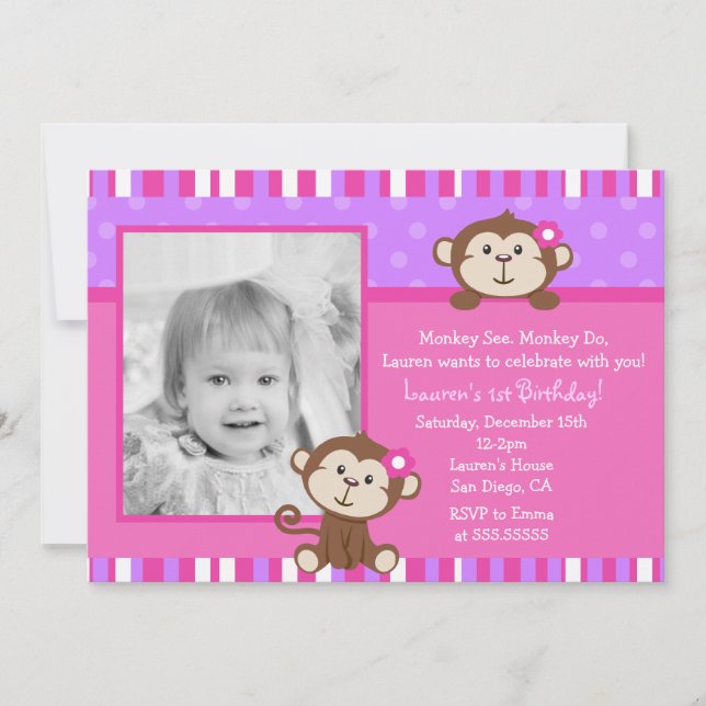 Monkey Birthday Party Invitations (Front)