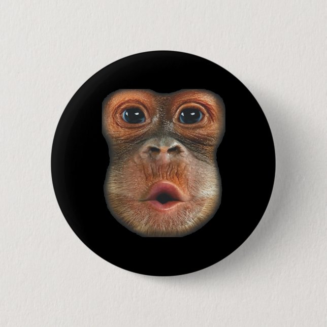 Monkey Blowing Stomach Face  6 Cm Round Badge (Front)