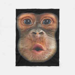 Monkey Blowing Stomach Face  Fleece Blanket