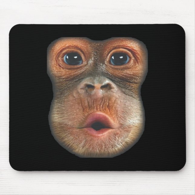 Monkey Blowing Stomach Face  Mouse Pad (Front)