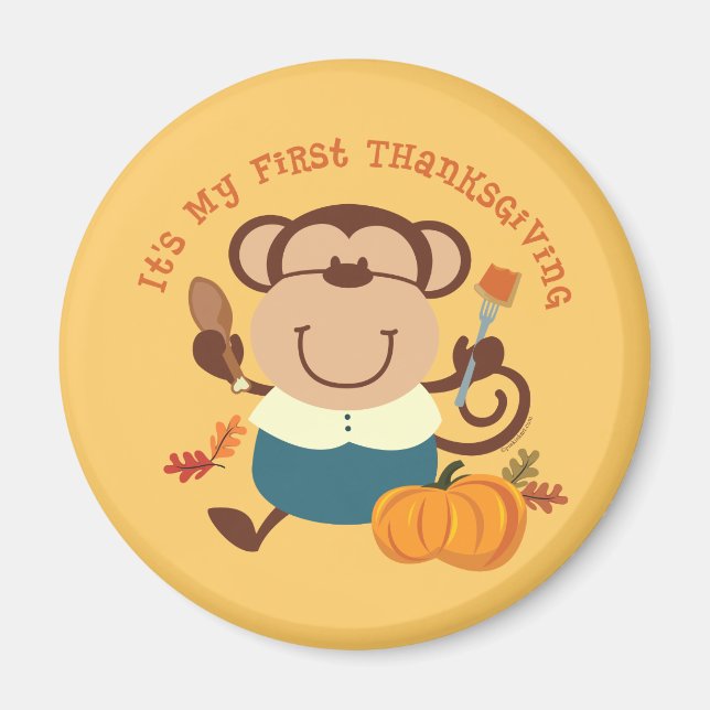 Monkey Boy 1st Thanksgiving Magnet (Front)